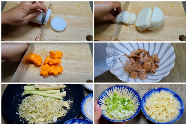 nguyên liệu nấu bún Huế chay