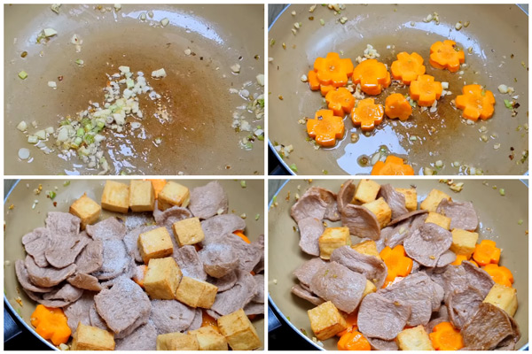 Xào rau củ và bò lát chay
