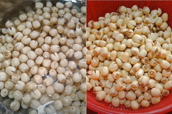 Nếu nấu bằng hạt sen khô nên ngâm với nước ấm