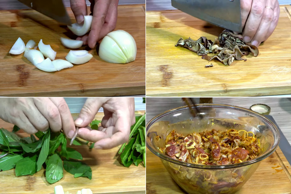 Chuẩn Bị Rau Củ Và Ướp Thịt Dê