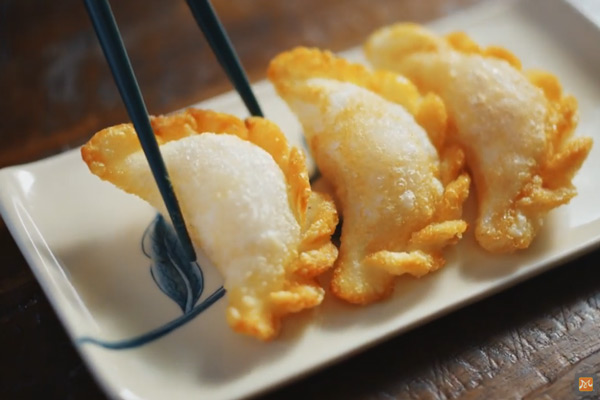hoàn thành món há cảo chiên