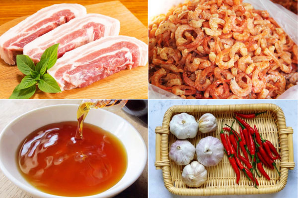 Nguyên Liệu Kho Quẹt Tôm Khô Tóp Mỡ