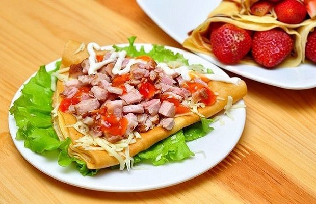 bánh crepe mặn cho bữa sáng