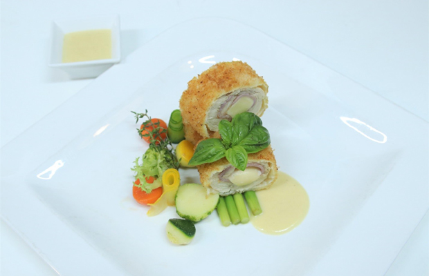 chicken cordon bleu with creamy mustard sauce