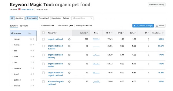 Keyword Magic Tool