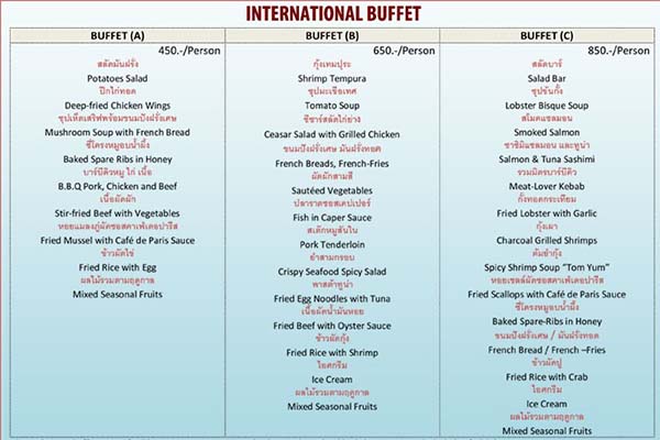 menu buffet