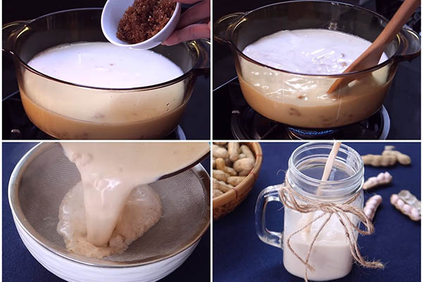 Cách nấu sữa đậu phộng rang sánh mịn