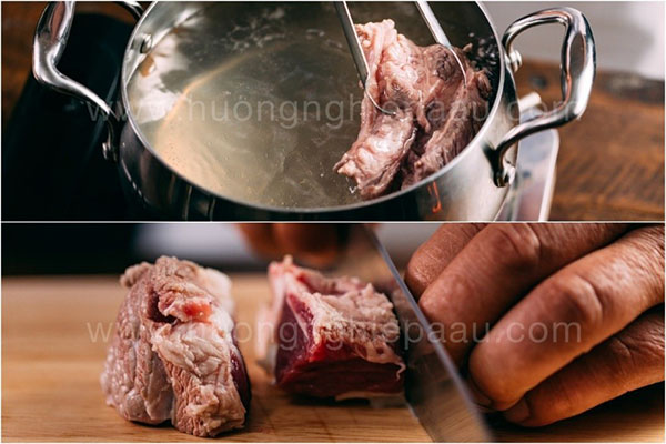 Sơ chế thịt trườn tinh khiết và tách khối