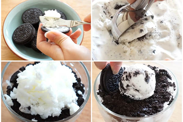 Công đoạn thực hiện bingsu oreo