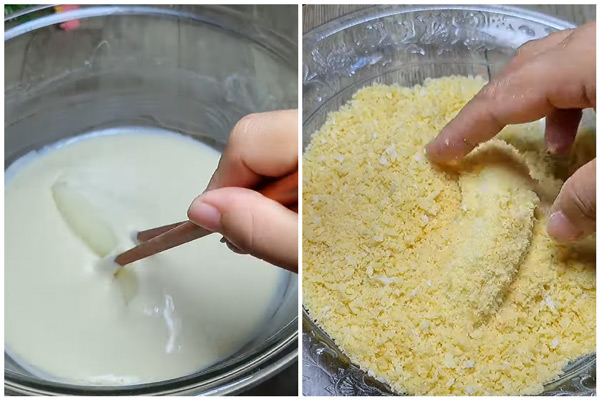 Lăn phô mai qua 2 lớp bột