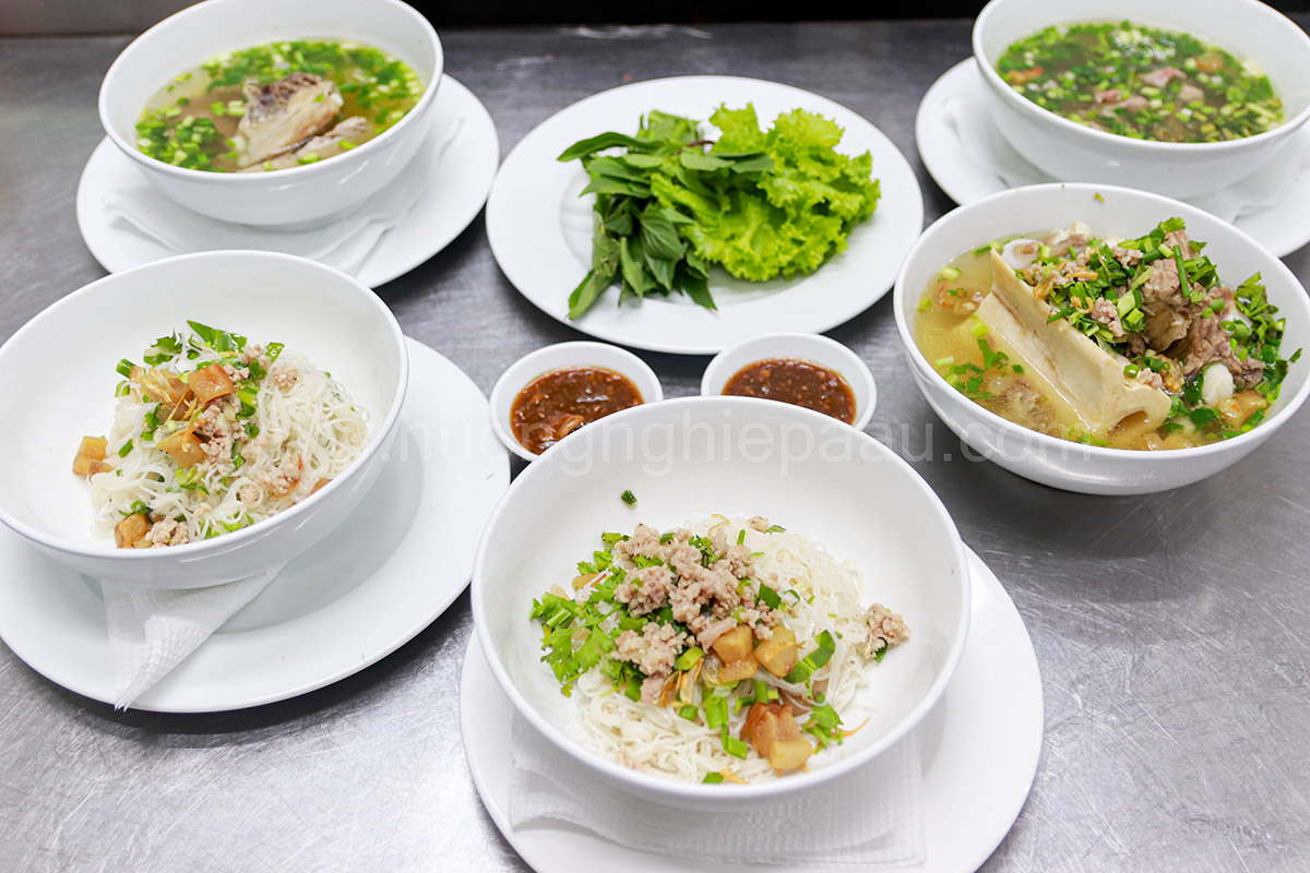 trình bày thành phẩm phở khô