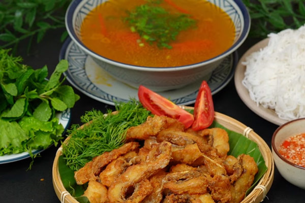  bún cá chấm cách làm