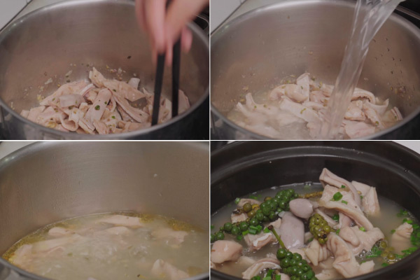 Hầm bao tử với tiêu xanh