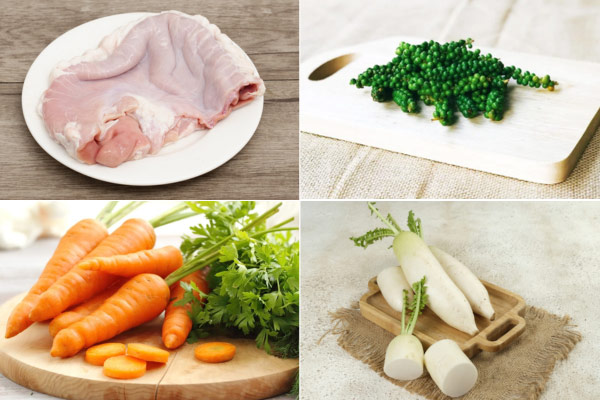 Nguyên liệu để làm bao tử hầm tiêu xanh