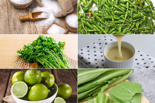 Nguyên liệu để làm muối ớt xanh chấm đồ nướng
