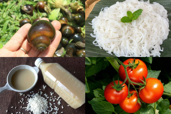 Nguyên liệu nấu Bún Ốc Nguội