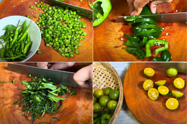 Sơ chế nguyên liệu làm muối ớt xanh chấm hải sản