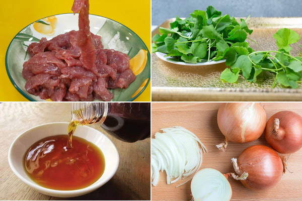 Nguyên liệu để làm món nộm rau má trộn thịt bò ngon