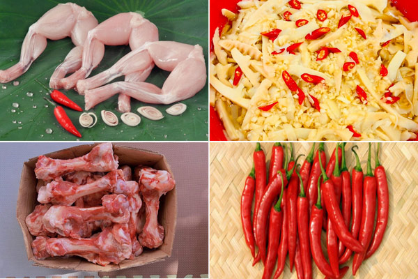 Nguyên liệu làm món lẩu ếch măng cay