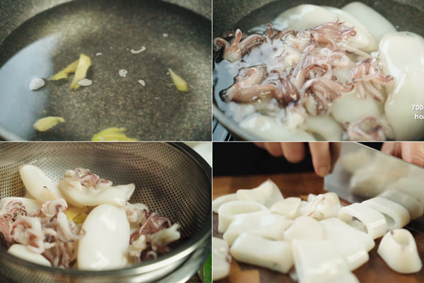 Không trụng quá lâu vì mực sẽ bị dai