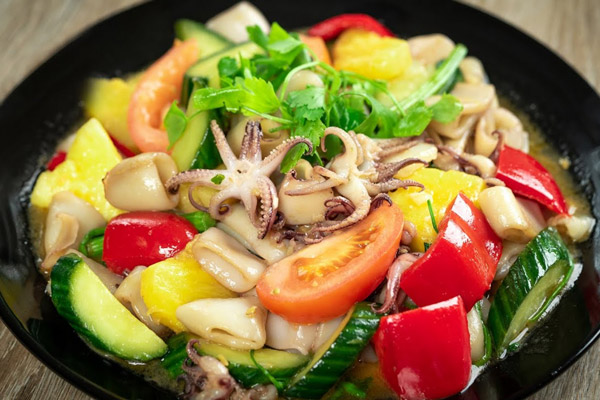 Thành phẩm mực xào chua ngọt