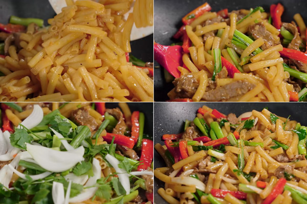 Trộn Nui Với Thịt Bò Và Hoàn Thiện