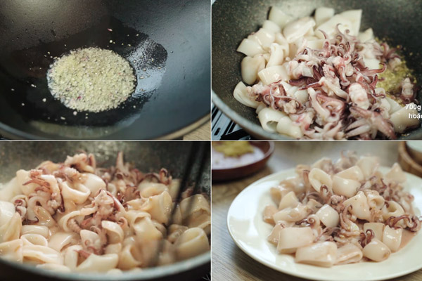 Xào mực nhanh trên lửa lớn