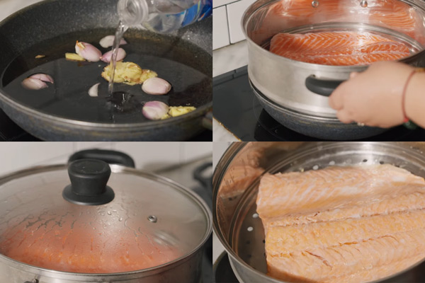Hấp cá hồi giữ độ ngọt