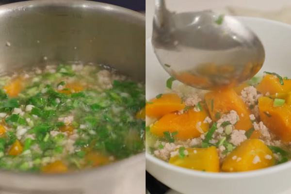 thịt băm nấu bí đỏ