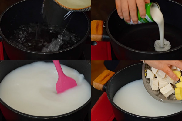 Nấu phần nước cốt và khoai