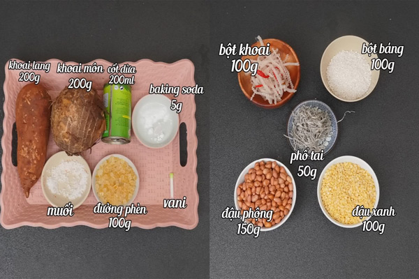 Nguyên liệu để nấu chè thưng