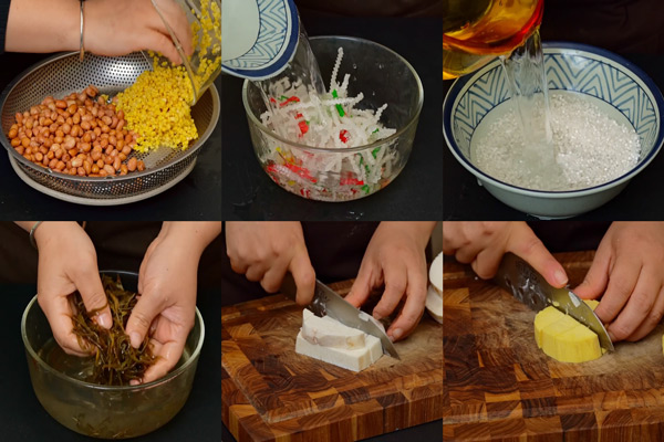 Sơ chế nguyên để nấu chè thưng
