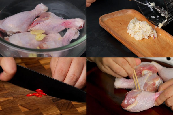 Xăm nhẹ phần thịt giúp gà thấm gia vị nhanh hơn