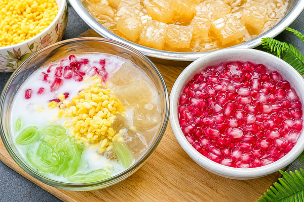 Cách nấu Chè Sương Sa Hạt Lựu Cốt Dừa
