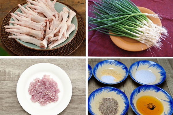 Nguyên liệu làm chân gà hấp